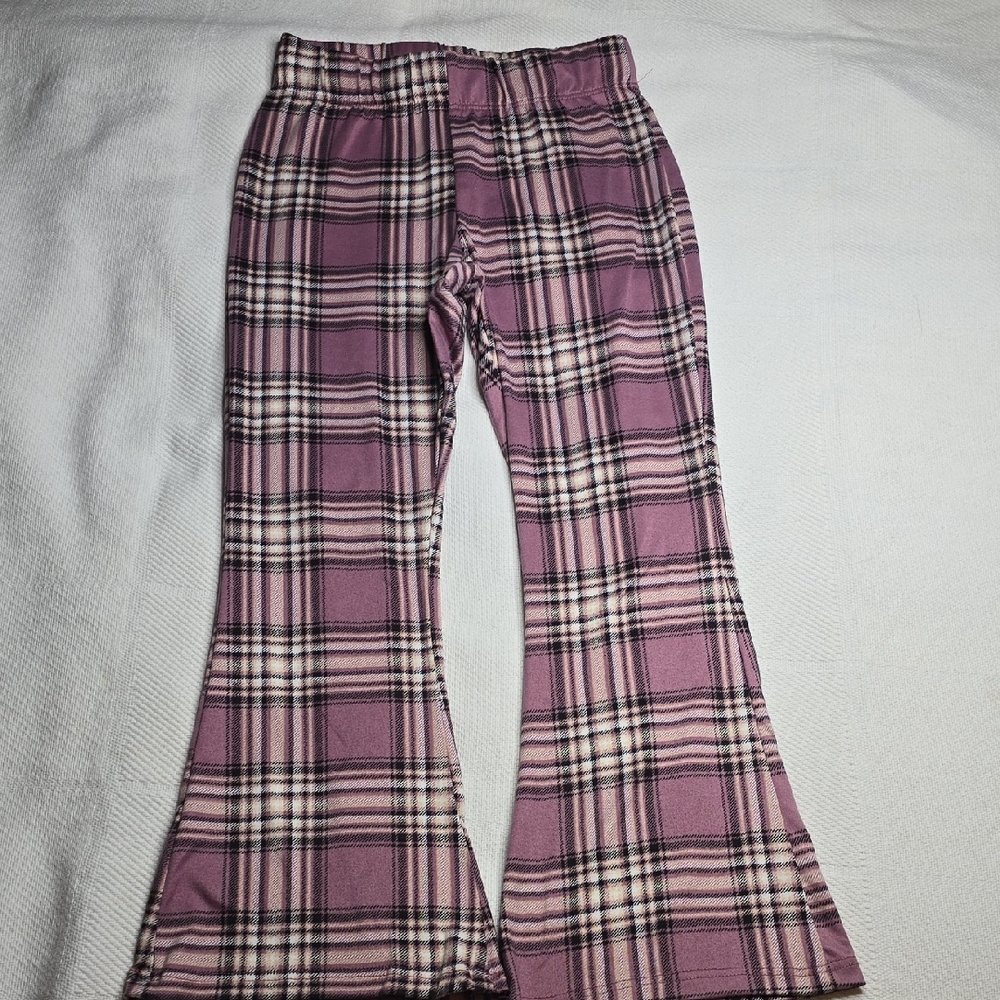 Crown Of Hearts Soft Plaid Flare Pants
